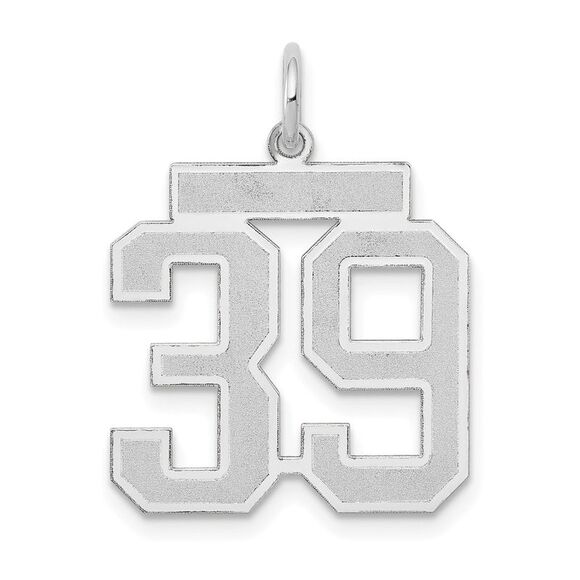 14k White Gold, Jersey Collection, Medium Number 39 Pendant - Picture 1 of 5